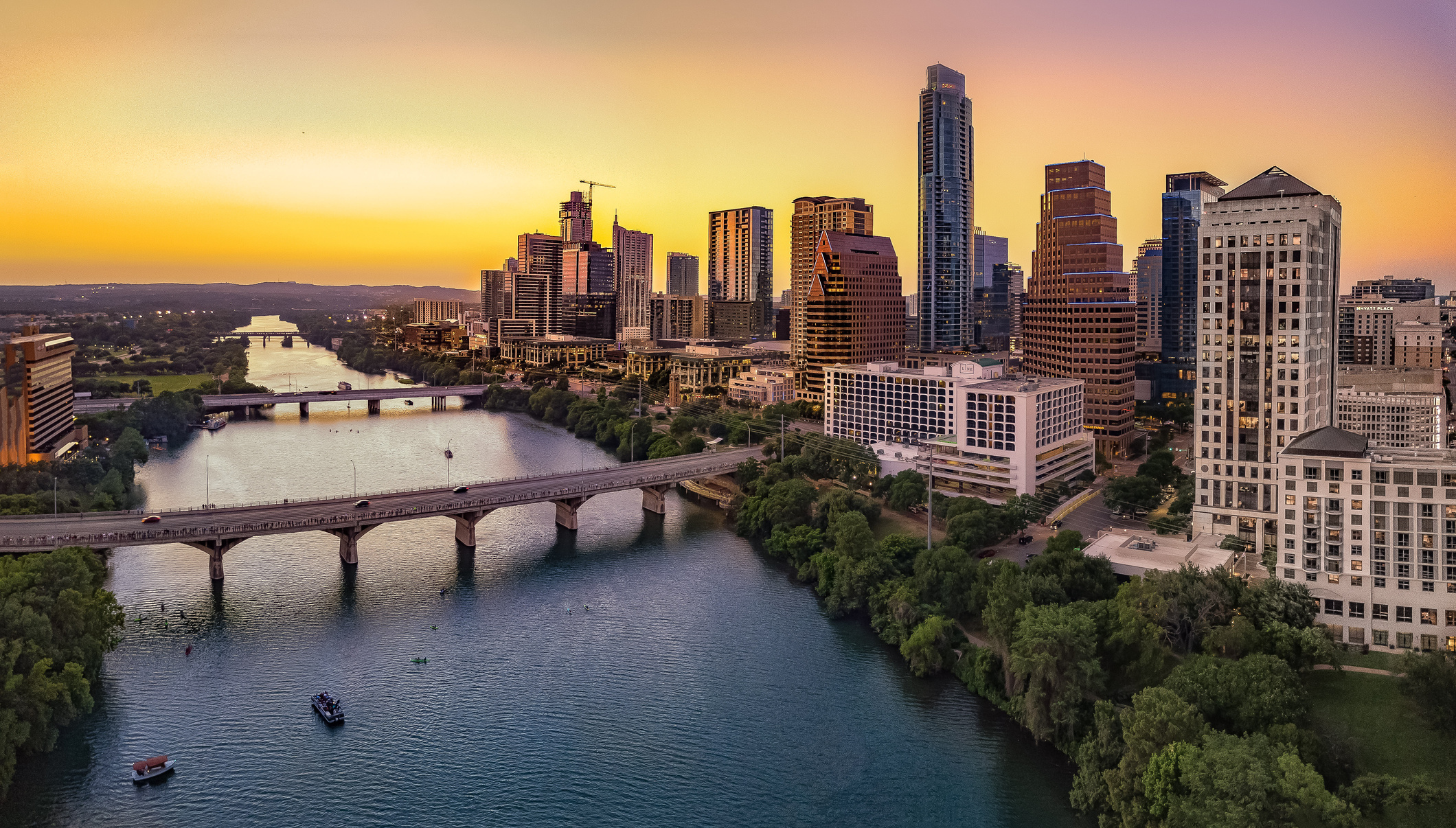 Austin skyline during sunset